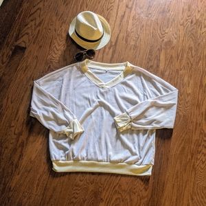 Oversized V-neck Thermal Long sleeve Top